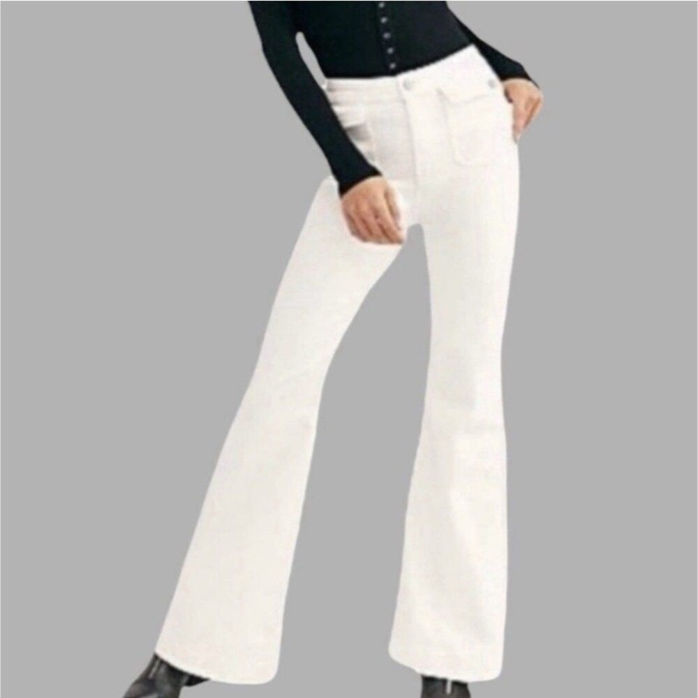 We The Free People Crvy Flora Flare Leg Jeans 25 White High Rise ob994199